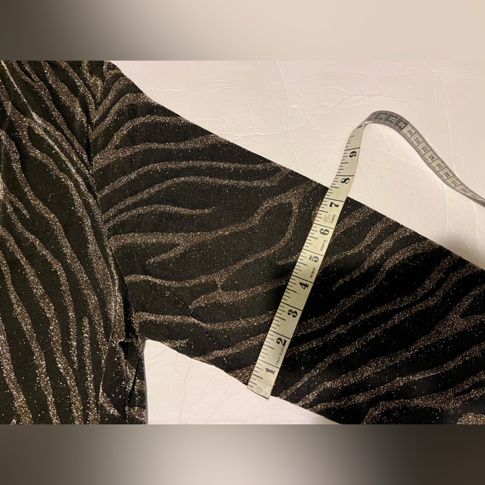 JM Collection Animal Print Tank with Cardigan, Black & Gold Shimmer - Picture 9 of 11